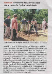 Vernon Ardèche - Le Dauphiné 02-05-26 / Plantation de l'arbre de mai par la nouvelle équipe municipale
